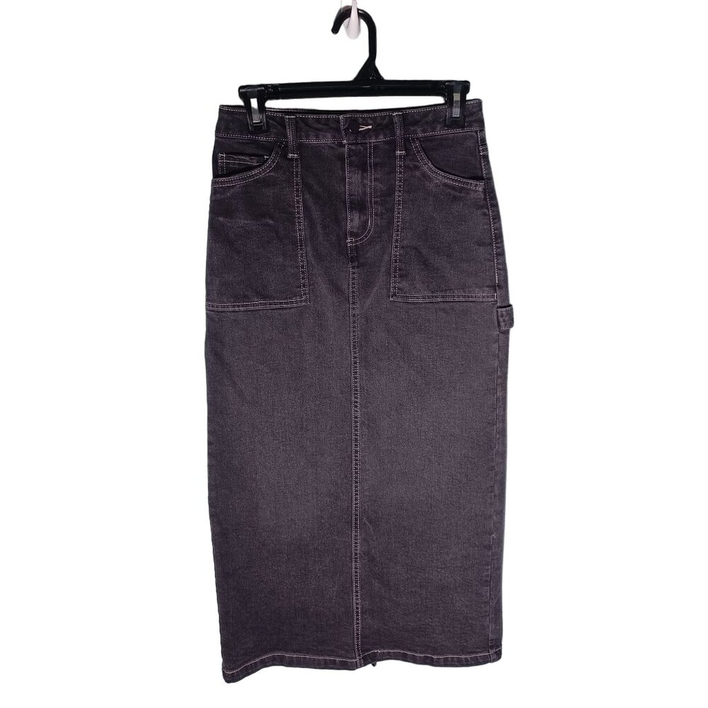 Womens Maxi Skirt Size 3 Denim Jean Black Y2K Retro 90s Grunge Punk Streetwear